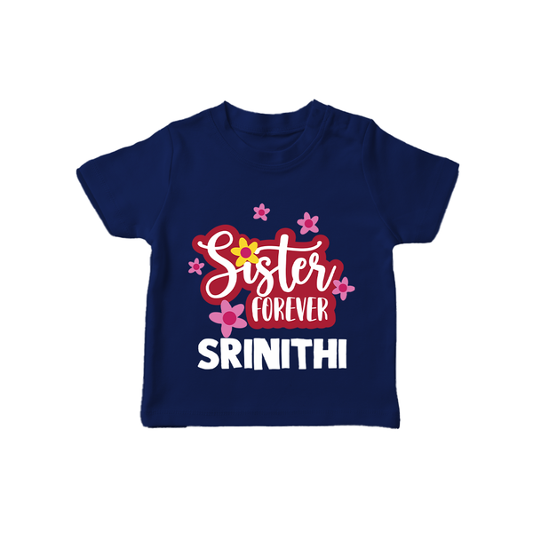 Sister Forever T-Shirt | Personalized T-Shirt for Sisters Forever - NAVY BLUE - 0-5 Months Old (Chest 17")
