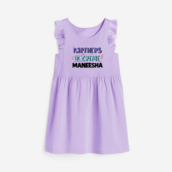 Partners In Crime Frock | Custom Frock for Sister Partners in Crime - LILAC - 1 - 2 Years Old (Chest 22" , Full Length 22")