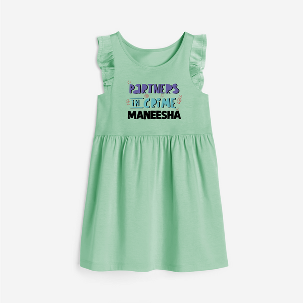 Partners In Crime Frock | Custom Frock for Sister Partners in Crime - MINT GREEN - 1 - 2 Years Old (Chest 22" , Full Length 22")