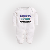 Partners In Crime Sleep Suit/ Full Sleeve Bodysuit | Custom Sleep Suit/ Full Sleeve Bodysuit for Sister Partners in Crime - WHITE - New Born (Chest 7.5")