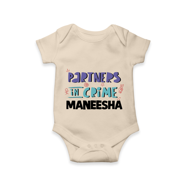 Partners In Crime Romper / Onesie | Custom Romper / Onesie for Sister Partners in Crime - IVORY - New Born (Chest 14")