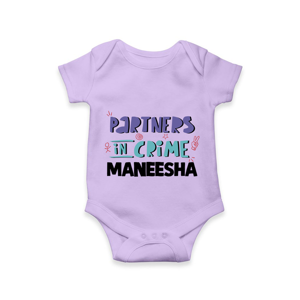 Partners In Crime Romper / Onesie | Custom Romper / Onesie for Sister Partners in Crime - LILAC - New Born (Chest 14")