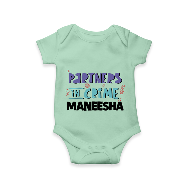 Partners In Crime Romper / Onesie | Custom Romper / Onesie for Sister Partners in Crime - MINT GREEN - New Born (Chest 14")