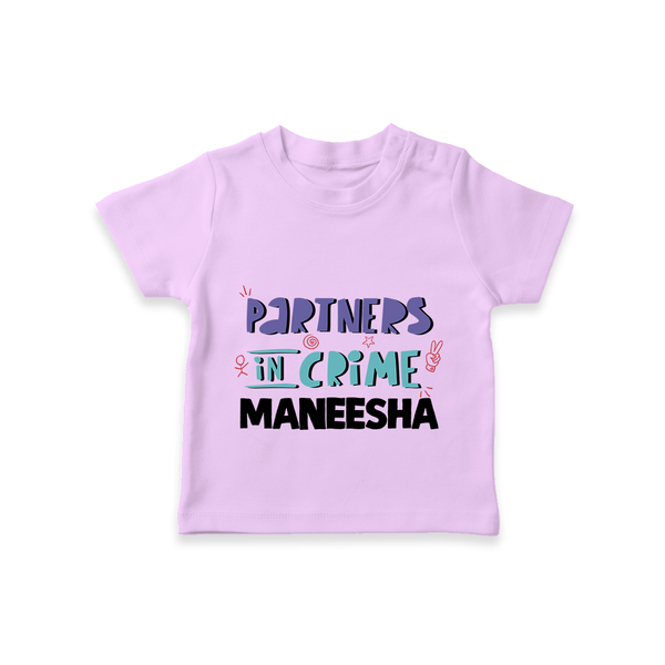Partners In Crime T-Shirt | Custom T-Shirt for Sister Partners in Crime - LILAC - 0-5 Months Old (Chest 17")