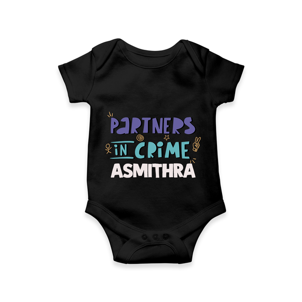 Partners In Crime Romper / Onesie | Custom Romper / Onesie for Sister Partners in Crime - BLACK - New Born (Chest 14")