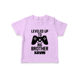 Leveled Up To Big Brother | Cute and Personalized T-Shirt for Brother - LILAC - 0-5 Months Old (Chest 17")