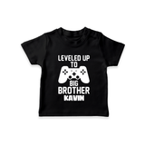Leveled Up To Big Brother | Cute and Personalized T-Shirt for Brother - BLACK - 0-5 Months Old (Chest 17")