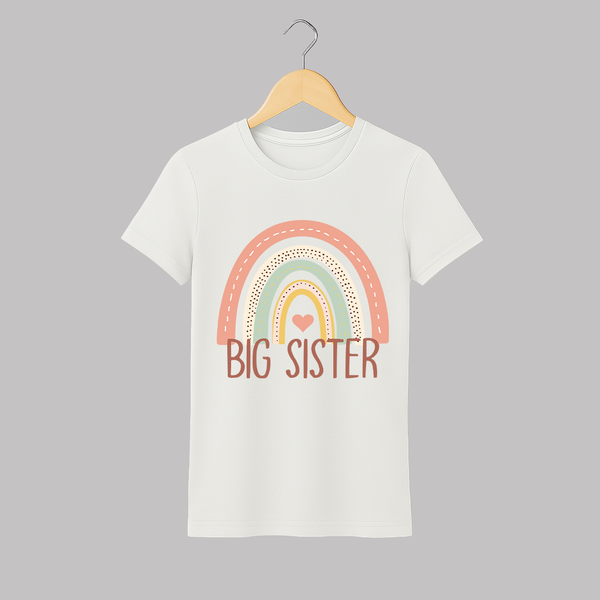 Big Sister Adult Tshirt | Personalized Adult Tshirt for the Big Sister - WHITE - S (Chest 19")