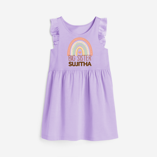 Big Sister Frock | Personalized Frock for the Big Sister - LILAC - 1 - 2 Years Old (Chest 22" , Full Length 22")