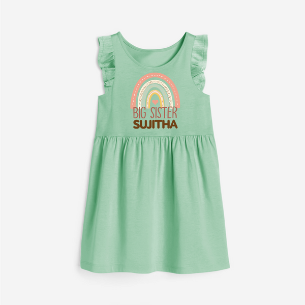 Big Sister Frock | Personalized Frock for the Big Sister - MINT GREEN - 1 - 2 Years Old (Chest 22" , Full Length 22")