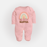 Big Sister Sleep suit | Personalized Sleep suit for the Big Sister - BABY PINK - New Born (Chest 7.5")