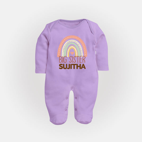 Big Sister Sleep suit | Personalized Sleep suit for the Big Sister - LILAC - New Born (Chest 7.5")