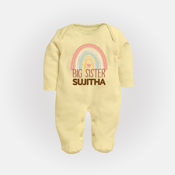 Big Sister Sleep suit | Personalized Sleep suit for the Big Sister - PASTEL YELLOW - New Born (Chest 7.5")