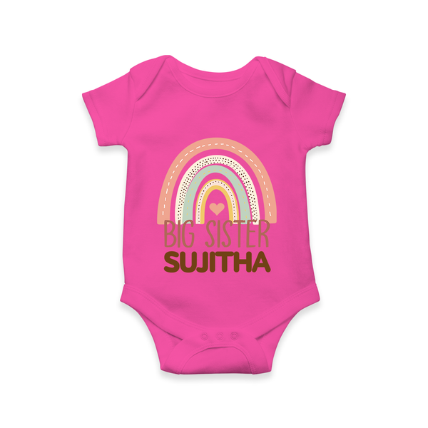 Big Sister Romper | Personalized Romper for the Big Sister - HOT PINK - New Born (Chest 14")