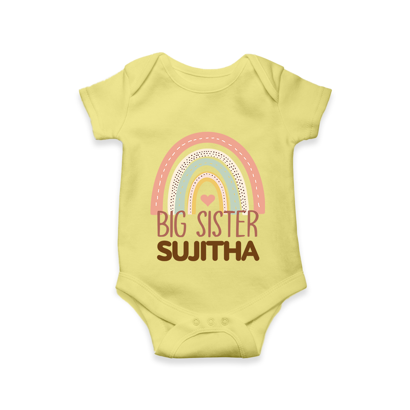 Big Sister Romper | Personalized Romper for the Big Sister - PASTEL YELLOW - New Born (Chest 14")