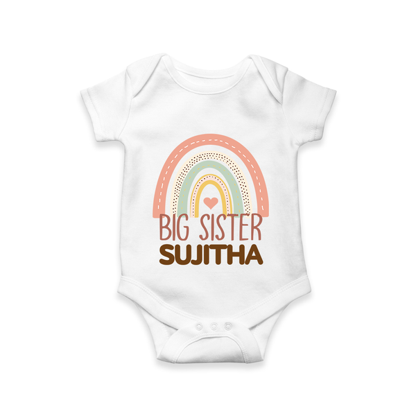 Big Sister Romper | Personalized Romper for the Big Sister - WHITE - New Born (Chest 14")
