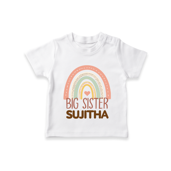 Big Sister T-shirt | Personalized T-shirt for the Big Sister - WHITE - 0-5 Months Old (Chest 17")
