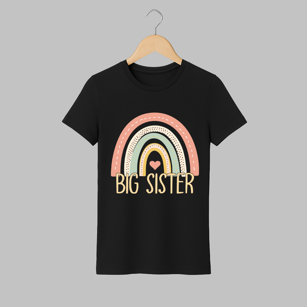 Big Sister Adult Tshirt | Personalized Adult Tshirt for the Big Sister - BLACK - S (Chest 19")