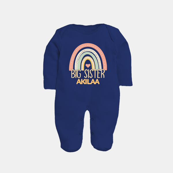Big Sister Sleep suit | Personalized Sleep suit for the Big Sister - NAVY BLUE - New Born (Chest 7.5")