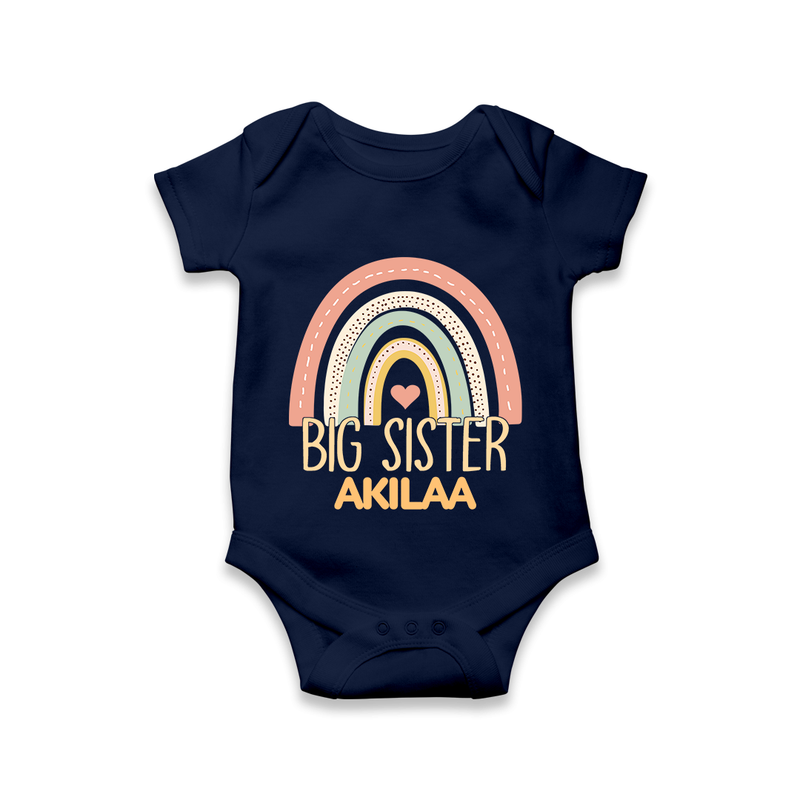 Big Sister Romper | Personalized Romper for the Big Sister - NAVY BLUE - New Born (Chest 14")