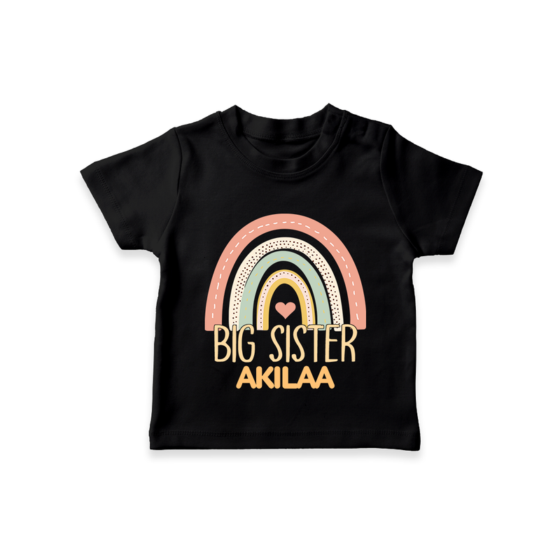 Big Sister T-shirt | Personalized T-shirt for the Big Sister - BLACK - 0-5 Months Old (Chest 17")