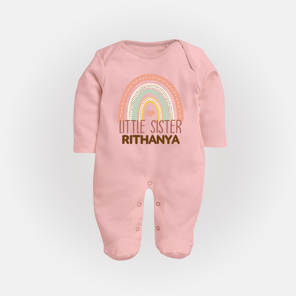 Little Sister Sleep suit | Custom Sleep suit for the Little Sister - BABY PINK - New Born (Chest 7.5")