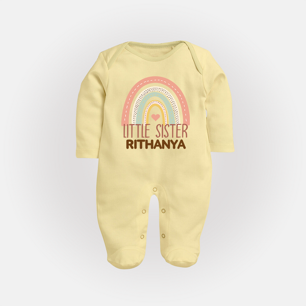 Little Sister Sleep suit | Custom Sleep suit for the Little Sister - PASTEL YELLOW - New Born (Chest 7.5")