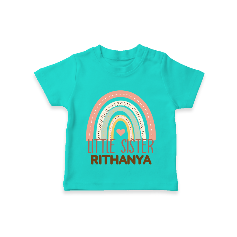 Little Sister T-shirt | Custom T-shirt for the Little Sister - TEAL - 0-5 Months Old (Chest 17")