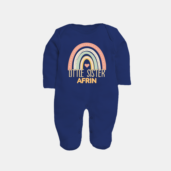 Little Sister Sleep suit | Custom Sleep suit for the Little Sister - NAVY BLUE - New Born (Chest 7.5")