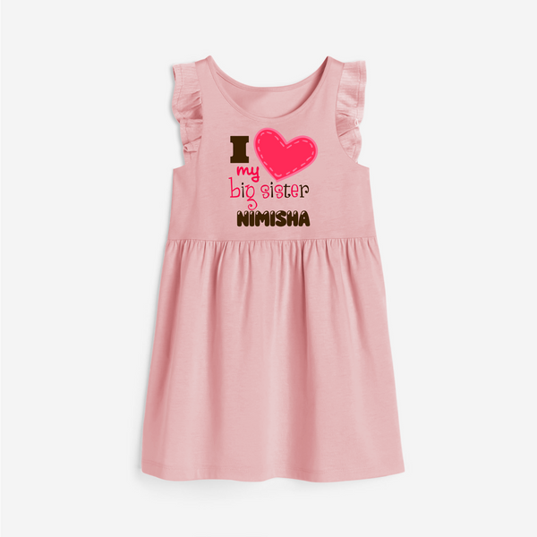 I Love My Big Sister Frock | Personalized Frock for Loving Big Sisters - BABY PINK - 1 - 2 Years Old (Chest 22" , Full Length 22")