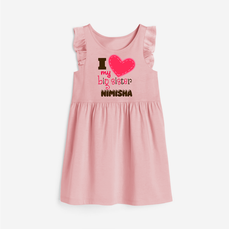I Love My Big Sister Frock | Personalized Frock for Loving Big Sisters - BABY PINK - 1 - 2 Years Old (Chest 22" , Full Length 22")