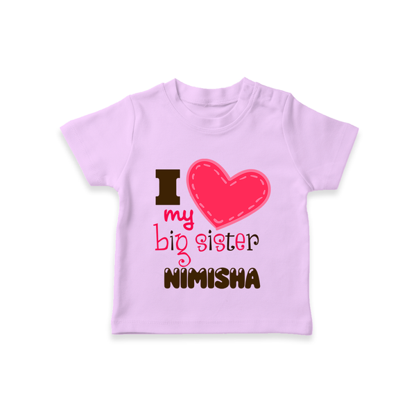 I Love My Big Sister T-shirt | Personalized T-shirt for Loving Big Sisters - LILAC - 0-5 Months Old (Chest 17")