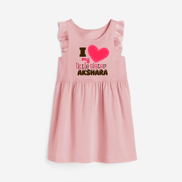 I Love My Little Sister Frock | Personalized Frock for Loving Little Sisters - BABY PINK - 1 - 2 Years Old (Chest 22" , Full Length 22")