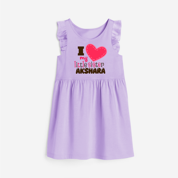 I Love My Little Sister Frock | Personalized Frock for Loving Little Sisters - LILAC - 1 - 2 Years Old (Chest 22" , Full Length 22")