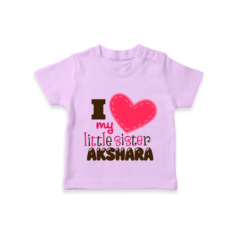 I Love My Little Sister T-shirt | Personalized T-shirt for Loving Little Sisters - LILAC - 0-5 Months Old (Chest 17")