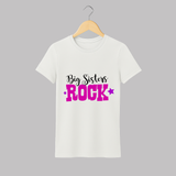 Big Sisters Rock Adult Tshirt | Personalized Adult Tshirt for the Cool Big Sister - WHITE - S (Chest 19")