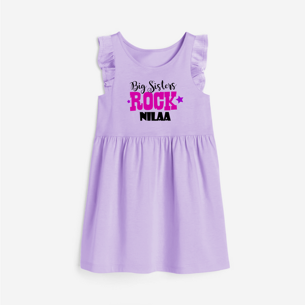 Big Sisters Rock Frock | Personalized Frock for the Cool Big Sister - LILAC - 1 - 2 Years Old (Chest 22" , Full Length 22")