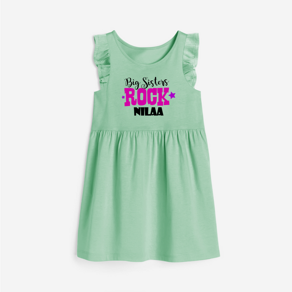 Big Sisters Rock Frock | Personalized Frock for the Cool Big Sister - MINT GREEN - 1 - 2 Years Old (Chest 22" , Full Length 22")