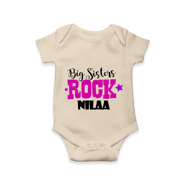 Big Sisters Rock Romper | Personalized Romper for the Cool Big Sister - IVORY - New Born (Chest 14")