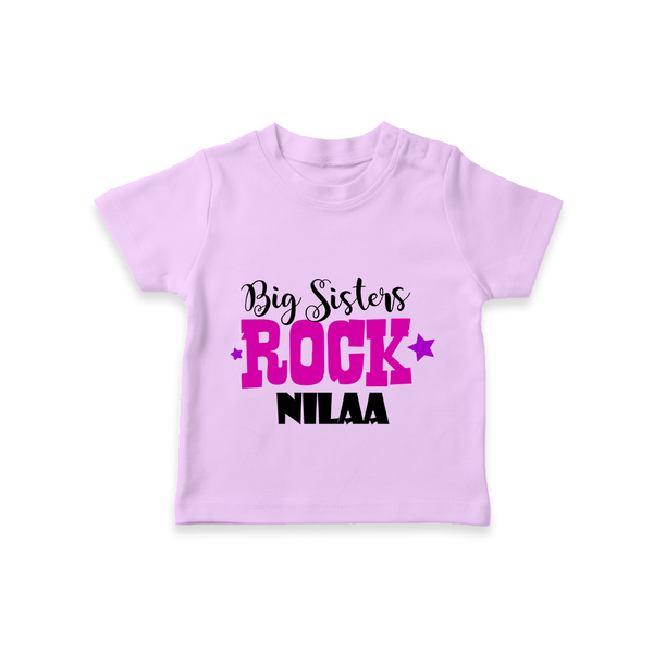 Big Sisters Rock T-shirt | Personalized T-shirt for the Cool Big Sister - LILAC - 0-5 Months Old (Chest 17")