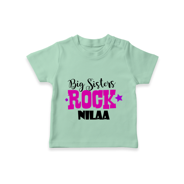 Big Sisters Rock T-shirt | Personalized T-shirt for the Cool Big Sister - MINT GREEN - 0-5 Months Old (Chest 17")