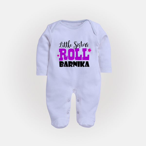 Little Sisters Roll Sleep suit | Custom Sleep suit for the Awesome Little Sister - BABY BLUE - New Born (Chest 7.5")