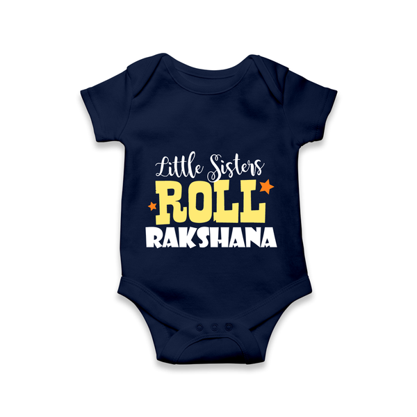 Little Sisters Roll Romper | Custom Romper for the Awesome Little Sister - NAVY BLUE - New Born (Chest 14")