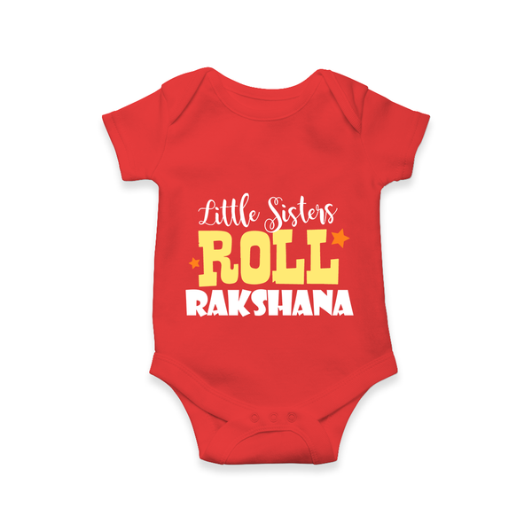Little Sisters Roll Romper | Custom Romper for the Awesome Little Sister - RED - New Born (Chest 14")