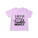 I Get Us Out Of Trouble T-shirt | Personalized T-shirt for the Mischievous One - LILAC - 0-5 Months Old (Chest 17")