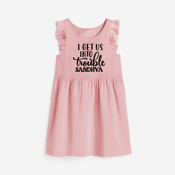 I Get Us Into Trouble Frock | Custom Frock for the Little ones - BABY PINK - 1 - 2 Years Old (Chest 22" , Full Length 22")