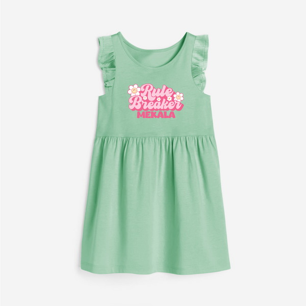 Rule Breaker Frock | Personalized Frock for the Little Rebel - MINT GREEN - 1 - 2 Years Old (Chest 22" , Full Length 22")
