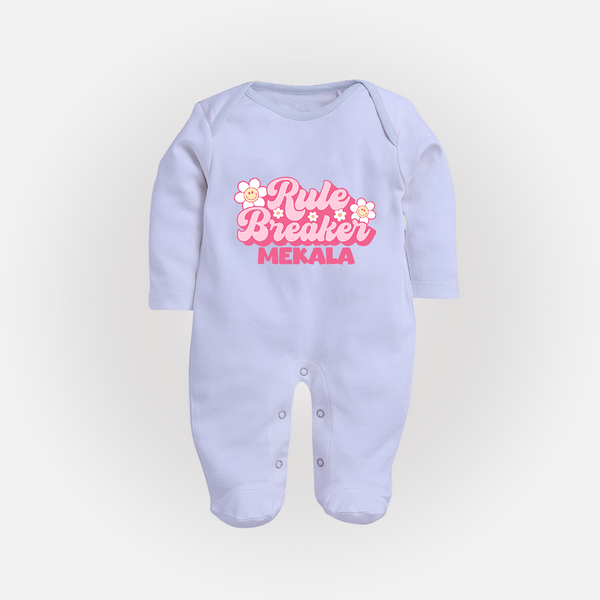 Rule Breaker Sleep suit | Personalized Sleep suit for the Little Rebel - BABY BLUE - New Born (Chest 7.5")