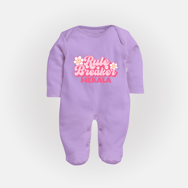 Rule Breaker Sleep suit | Personalized Sleep suit for the Little Rebel - LILAC - New Born (Chest 7.5")