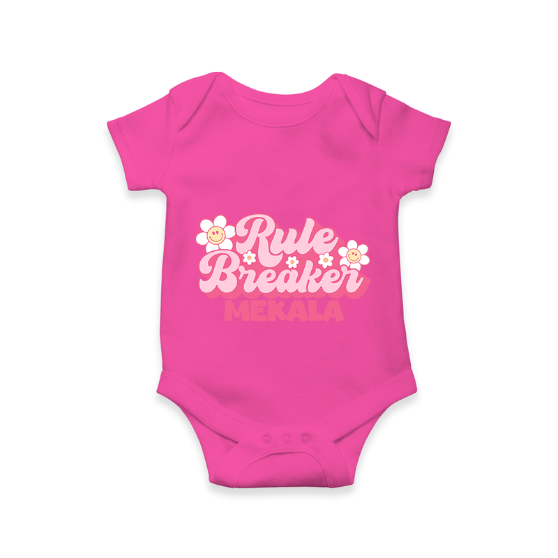 Rule Breaker Romper | Personalized Romper for the Little Rebel - HOT PINK - New Born (Chest 14")